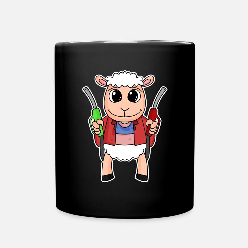 Tankwart Schaf Tankstelle - Tasse einfarbig - Schwarz