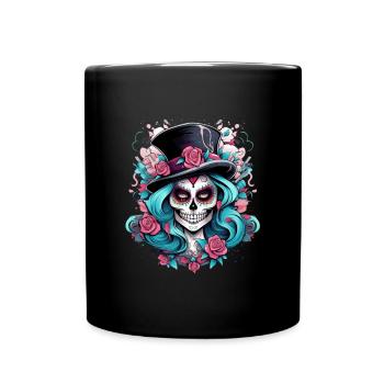 Idée cadeau de masque de tatouage La Catrina - Mug uni - noir - Devant
