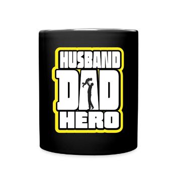 Husband Daddy Hero Retro - Full Colour Mug - black - Front