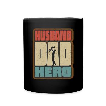 Husband Daddy Hero Retro - Full Colour Mug - black - Front