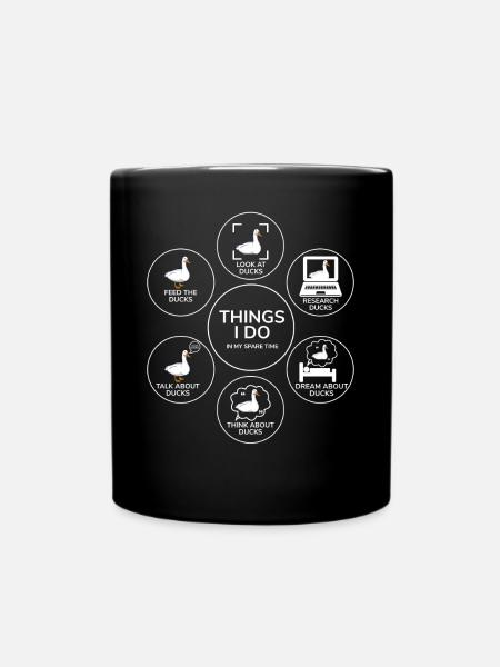 Dinge, die ich in meiner Freizeit tue Entenliebhaber - Tasse einfarbig - Schwarz