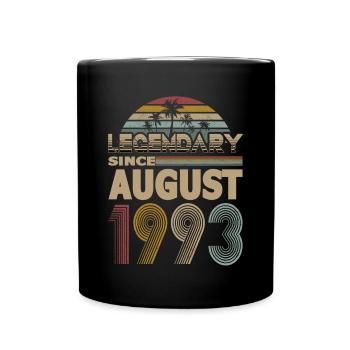 30. Geburtstag Jahrgang August 1993 Legendary 1993 - Tasse einfarbig - Schwarz - Vorne