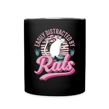 Easily distracted by Rats Ratte Hausratte - Tasse einfarbig - Schwarz - Vorne