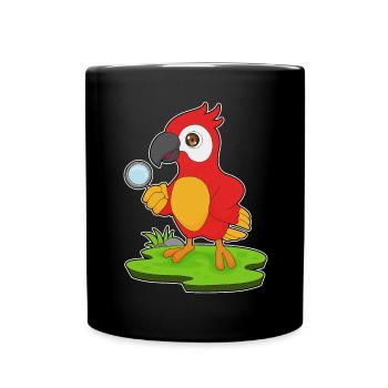 Papagei Detektiv Lupe - Tasse einfarbig - Schwarz - Vorne