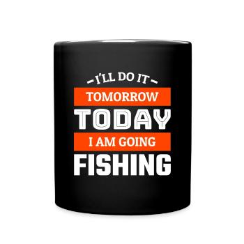 Lustiges Angler T-Shirt Geschenkidee für Fischer - Tasse einfarbig - Schwarz - Vorne