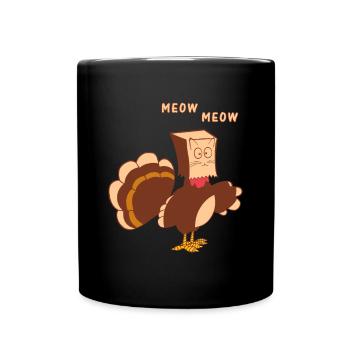 Thanksgiving Cat Funny Fake Cat Meow Thanksgiving - Mug uni - noir - Devant