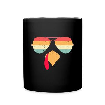 Cool visage de dinde avec des lunettes de soleil drôle Thanksgivin - Mug uni - noir - Devant