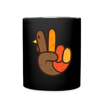 Signe de paix Turquie Main Cool Thanksgiving Hippie Me - Mug uni - noir - Devant