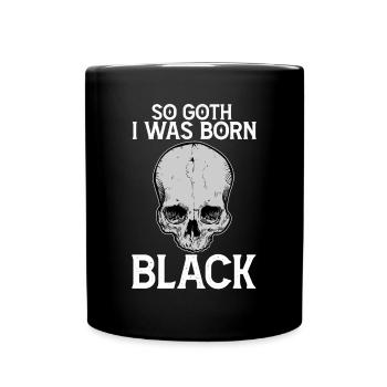 Lustiger gotischer Totenkopf - Tasse einfarbig - Schwarz - Vorne