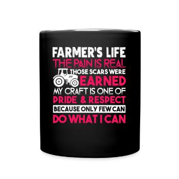 Farmer Farmer's Life The Pain Is Real - Full Colour Mug - black - Front