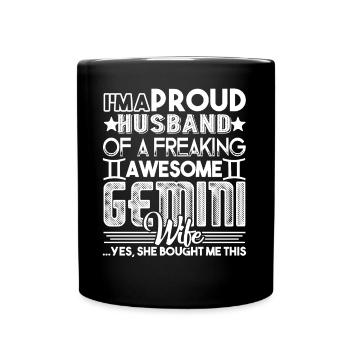 Gemini Proud Husband Of Awesome Gemini Wife - Full Colour Mug - black - Front
