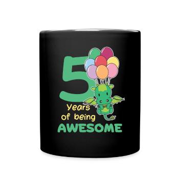 Drache zum 5. Geburtstag Kinder fünf Jahre alt - Tasse einfarbig - Schwarz - Vorne