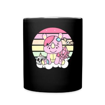 Kawaii Gothic Rhinoceros Pastel Gothic Goth - Full Colour Mug - black - Front
