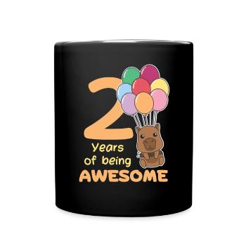 Capybara pour les enfants de deux ans qui fêtent leur 2ème anniversaire - Mug uni - noir - Devant