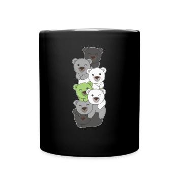 Agender Flag Pride LGBTQ Cute Bear Stack - Mug uni - noir - Devant