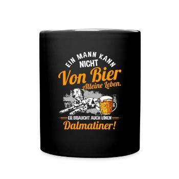 Ein Mann Kann Nicht Von Bier Alleine Leben Hund - Tasse einfarbig - Schwarz - Vorne