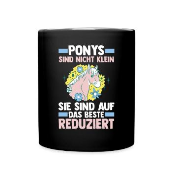 Pferd Reiten Reiter Reiterin Reitsport Pferde Pony - Tasse einfarbig - Schwarz - Vorne