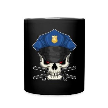 Police du Bâton du Policier du Crâne - Mug uni - noir - Devant