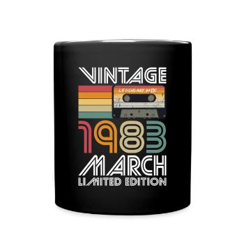 40th Birthday Vintage March 1983 Vintage 1983 - Full Colour Mug - black - Front