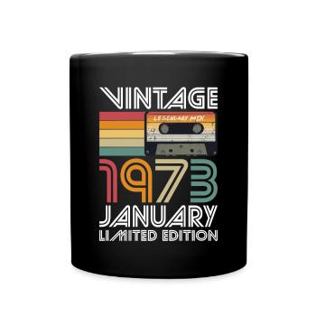 50th Birthday Vintage January 1973 Vintage 1973 - Full Colour Mug - black - Front