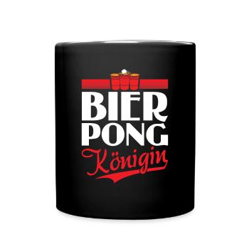 Bier Pong Königin - Bierpong Saufen Bier Pong - Tasse einfarbig - Schwarz - Vorne