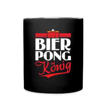 Bier Pong König - Bierpong Saufen Bier Pong - Tasse einfarbig - Schwarz - Vorne