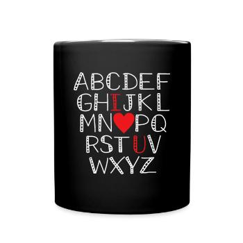 Alphabet ABCD I Love You Heart Valentines Day Cute - Full Colour Mug - black - Front