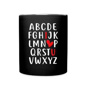 ABC Chalk Alphabet I Love You English Teacher Vale - Full Colour Mug - black - Front