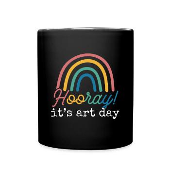 Hooray It's Art Day Art Teacher Rainbow - Full Colour Mug - black - Front