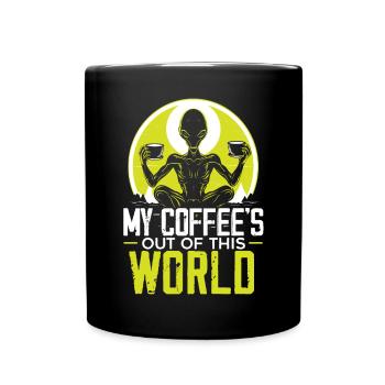 Außerirdischer Kaffeeliebhaber Koffein UFO Außerirdisch - Tasse einfarbig - Schwarz - Vorne