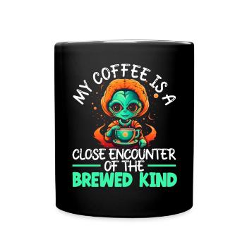 Alien Coffee Lover Caffeine UFO Extraterrestrial - Full Colour Mug - black - Front