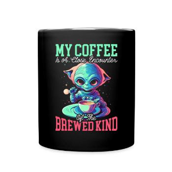 Alien Coffee Lover Caffeine UFO Extraterrestrial - Full Colour Mug - black - Front