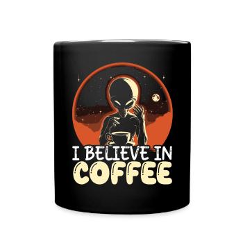 Außerirdischer Kaffeeliebhaber Koffein UFO Außerirdisch - Tasse einfarbig - Schwarz - Vorne