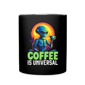 Alien Coffee Lover Caffeine UFO Extraterrestrial - Full Colour Mug - black - Front