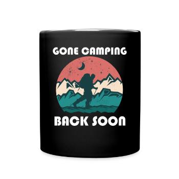 Gone camping, back soon - Tasse einfarbig - Schwarz - Vorne