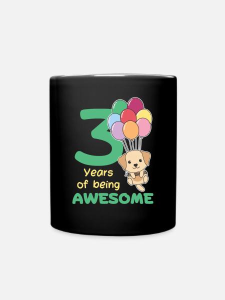 Labrador zum 3. Geburtstag Kinder drei Jahre alt - Tasse einfarbig - Schwarz
