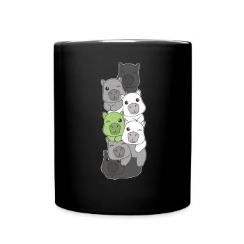 Agender Flag Pride LGBTQ Cute Capybara Stack - Full Colour Mug - black - Front
