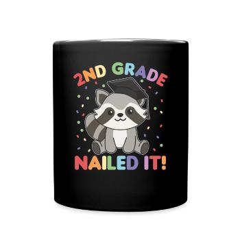 Kids 2nd Grade nailed it raccoon graduation - Full Colour Mug - black - Front