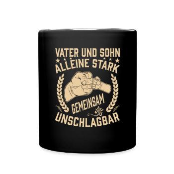 Vater und Sohn - Tasse einfarbig - Schwarz - Vorne