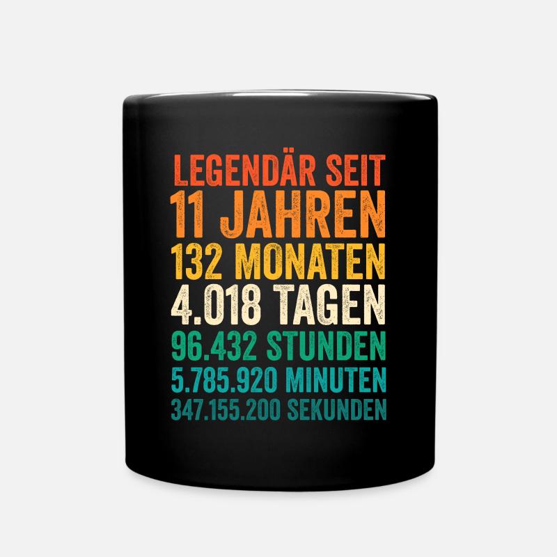 11 Jahre Elfter Geburtstag - Tasse einfarbig - Schwarz