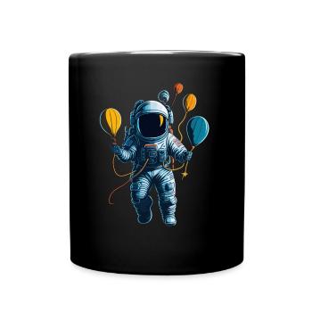 Astronaut with Air Balloons in Space - Full Colour Mug - black - Front