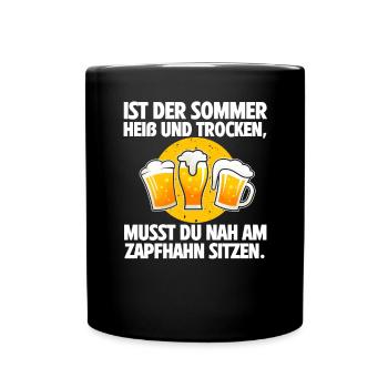 Bierliebhaber Bierkrug Sommer Heiß Zapfhahn Hocken - Tasse einfarbig - Schwarz - Vorne