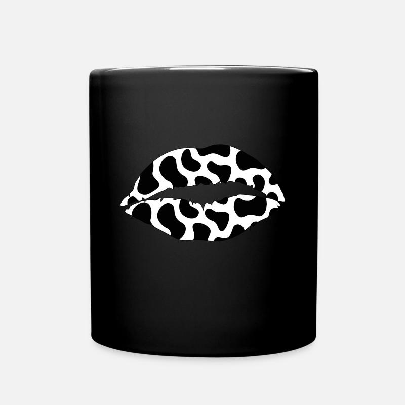 Niedliche Kuh Print Lippen Weiß Schwarz Ästhetik Lustig An - Tasse einfarbig - Schwarz