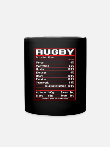 Lustiges Rugby Nährwertangaben Rugby Playerrugby trai - Tasse einfarbig - Schwarz