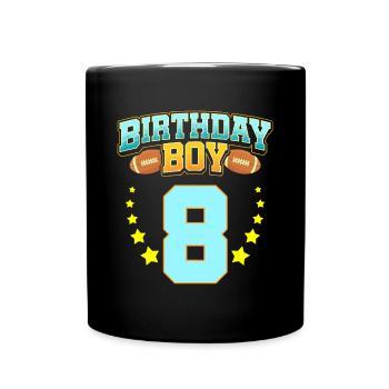 8. Geburtstag für Jungen Fußball 8 Jahre alt Kinder Gi - Tasse einfarbig - Schwarz - Vorne