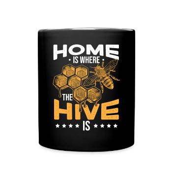 Zuhause ist, wo mein Bienenstock ist - Tasse einfarbig - Schwarz - Vorne
