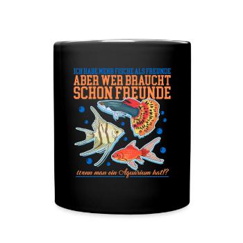 Aquarium Aquarianer Aquaristik Zierfisch Geschenk - Tasse einfarbig - Schwarz - Vorne