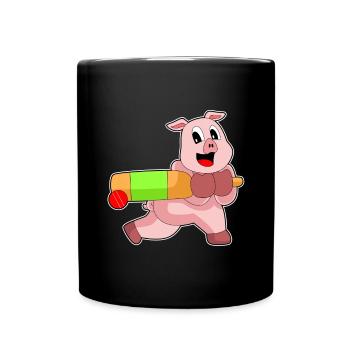 Pig Cricket Cricket Bats - Full Colour Mug - black - Front
