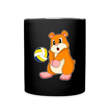 Hamster Volleyballspieler Volleyball - Tasse einfarbig - Schwarz - Vorne