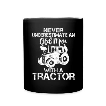 Never Underestimate An Old Man With A Tractor - Full Colour Mug - black - Front